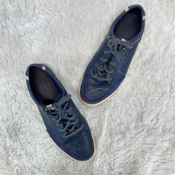 Cole Haan Owen Sport Ox Grand OS Blue Leather Office Sneakers - Picture 1 of 7